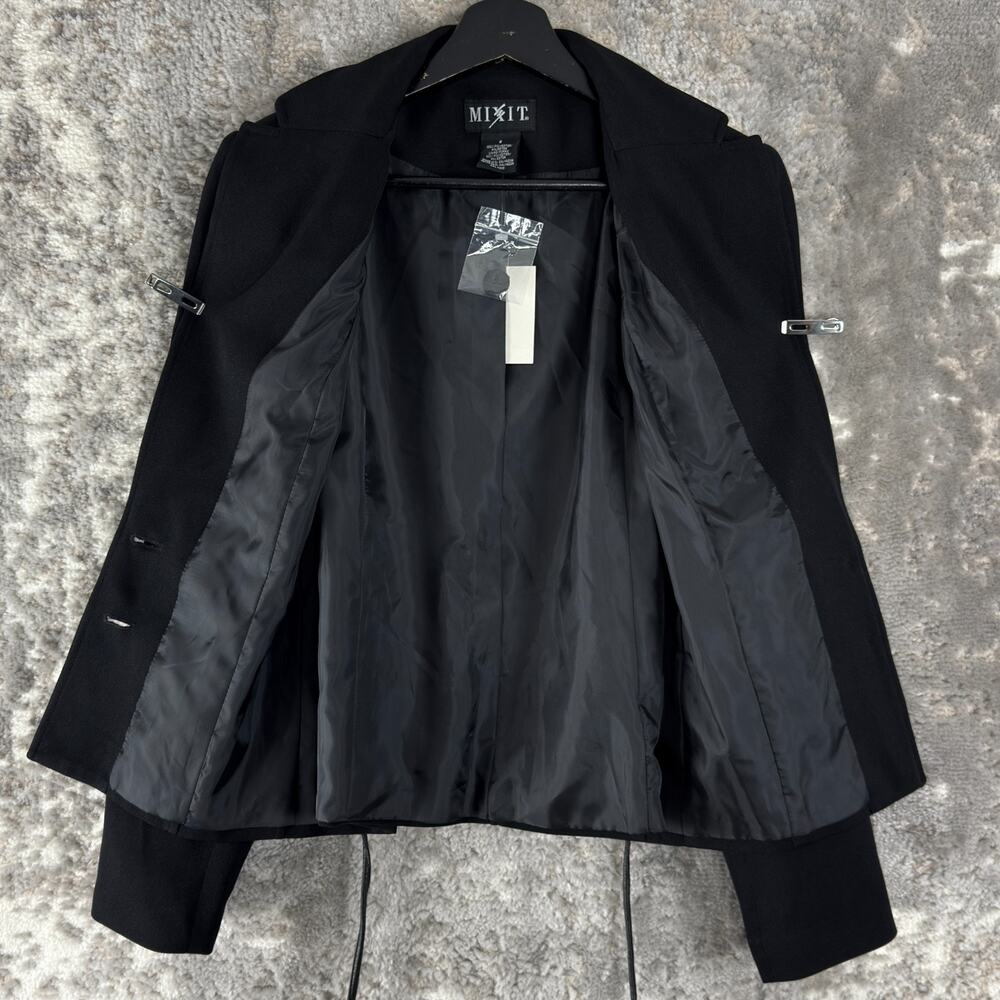 NEW Mixit Size 8 Career Notched V Neck Blazer Jacket Black Tie - Picture 3 of 7